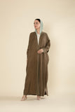 Sahar Luxe Suede Abaya – Olive Brown