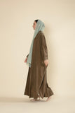 Sahar Luxe Suede Abaya – Olive Brown