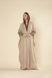 Sahar Luxe Embellished Abaya – Sand & Cocoa