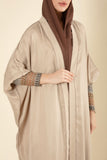 Sahar Luxe Embellished Abaya – Sand & Cocoa