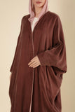 Sahar Luxe Suede Abaya – Rosewood Brown