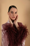 Lavender Velvet Kaftan with Feathered Sleeves