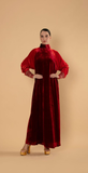 Ruby Velvet kaftan with Embellished Cuffs