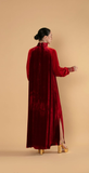 Ruby Velvet kaftan with Embellished Cuffs