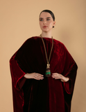 Garnet Velvet Kaftan with Statement Elegance