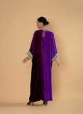 Amethyst Velvet Kaftan with Embellished Cuffs