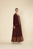 Zari Luxe Maroon Brocade Open Jalabiya