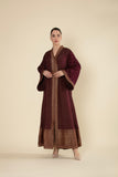 Zari Luxe Maroon Brocade Open Jalabiya