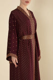 Zari Luxe Maroon Brocade Open Jalabiya