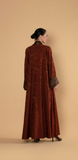 Rust-Toned Abaya with Artistic Textured Design