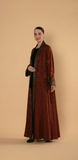 Rust-Toned Abaya with Artistic Textured Design