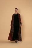 Rust-Toned Abaya with Artistic Textured Design