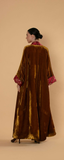 Reversible Mustard Velvet Abaya with Brocade Trim