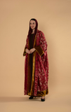 Reversible Mustard Velvet Abaya with Brocade Trim