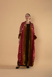 Reversible Mustard Velvet Abaya with Brocade Trim