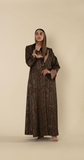 Brown Velvet Lapel Abaya