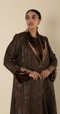 Brown Velvet Lapel Abaya