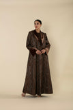 Brown Velvet Lapel Abaya