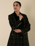 Black Velvet Accent Coat-Style Abaya - Nueva Collection