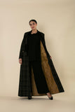 Black Velvet Accent Coat-Style Abaya - Nueva Collection