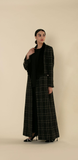 Black Velvet Accent Coat-Style Abaya - Nueva Collection