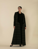 Black Velvet Accent Coat-Style Abaya - Nueva Collection