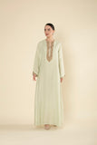 Zari Luxe Pastel Green Gold Embellished Jalabiya