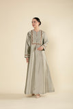 Zari Luxe Silk Jalabiya in Pastel Greyish Green