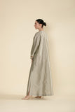 Zari Luxe Silk Jalabiya in Pastel Greyish Green