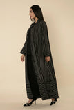 MONOCHROME CHIC: BLACK AND WHITE STRIPED ABAYA