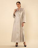 SHINY SILVER MARBLE COUTURE FABRIC ABAYA