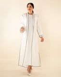 WHITE TEXTURED OUTLINES ABAYA