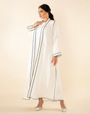 WHITE TEXTURED OUTLINES ABAYA